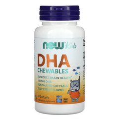 NOW Kid's Chewable DHA 60 жидких капсул Омега-3