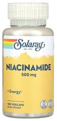 Solaray Niacinamide 500 mg 100 растительных капсул Ниацин (B-3)