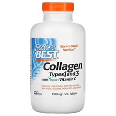 Doctor's Best Collagen Types 1 and 3 with Vitamin C 1,000 mg 540 табл. Коллаген