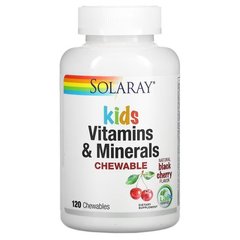 Solaray Kids Vitamins & Minerals 120 жевательных табл. Комплекс мультивитаминов для детей