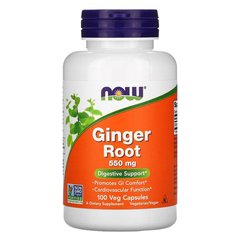 NOW Ginger Root 550 mg 100 капсул Имбирь корень