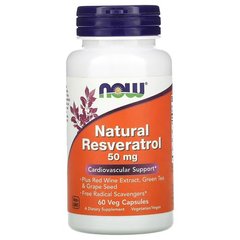 NOW Natural Resveratrol 50 mg 60 растительных капсул Ресвератрол