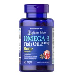 Puritan's Pride Omega-3 Fish Oil 1000 мг Plus Bone Support 60 капсул Омега-3