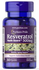Puritan's Pride Resveratrol 500 mg 30 капсул быстрого высвобождения Ресвератрол