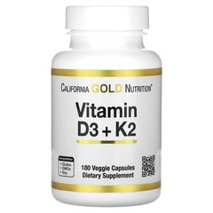 California Gold Nutrition Vitamin D3 + K2 180 капс. Витамин D3 + K-2
