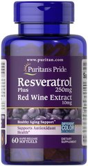 Puritan's Pride Resveratrol 250 mg plus Red Wine Extract 60 капс. Ресвератрол
