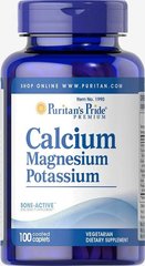 Puritan's Pride Calcium Magnesium and Potassium 250 mg/49 mg 100 табл Кальций