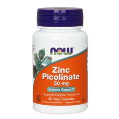 NOW Foods Zinc Picolinate 60 растительных капсул Цинк
