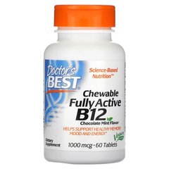 Doctor's Best Chewable Active B12 1,000 mcg 60 табл. Витамин B-12