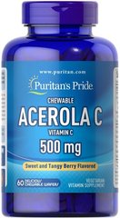 Puritan's Pride Acerola C Chewable 500 mg 60 cмоктальных таблеток Витамин С