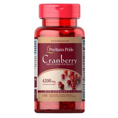 Puritan's Pride Cranberry Fruit Concentrate with C + E 4200 mg 100 капсул Клюква