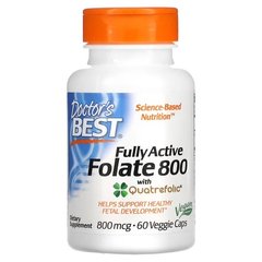 Doctor's Best Folate 800 with Quatrefolic 800 mcg 60 вегетарианских капс Фолиевая кислота (B-9)