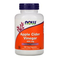 NOW Apple Cider Vinegar 450 mg 180 капсул Яблочный уксус