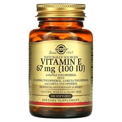 Solgar Vitamin E 67 мг (100 МО) 100 капсул Вітамін Е