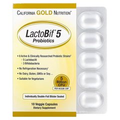 California Gold Nutrition LactoBif Probiotics 5 Billion CFU 10 капс. Пробиотики и пребиотики