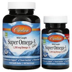 Carlson Super Omega-3 1,200 mg 100 + 30 капсул  Омега-3