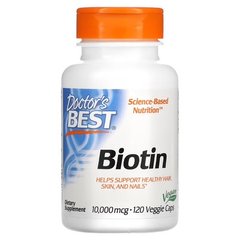 Doctor's Best Biotin 10,000 mcg 120 вегетарианских капс. Биотин (B-7)