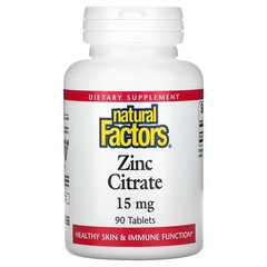Natural Factors Zinc Citrate 15 mg 90 табл. Цинк