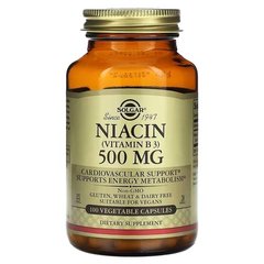 Solgar Niacin (Vitamin B 3) 500 mg 100 капсул Ніацин (B-3)