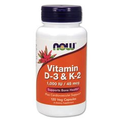 NOW Vitamin D3 & K2 120 капсул Вітамін D3 + K-2