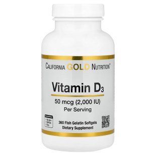 California Gold Nutrition Vitamin D3 2000 IU 360 рідких капсул Вітамін D