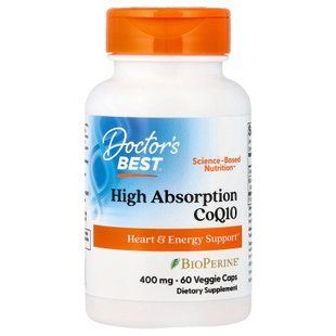 Doctor's Best High Absorption CoQ10 with BioPerine 400 mg 60 капс. Коэнзим Q-10