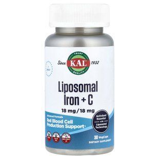 KAL Liposomal Iron + C 30 растительных капсул Железо