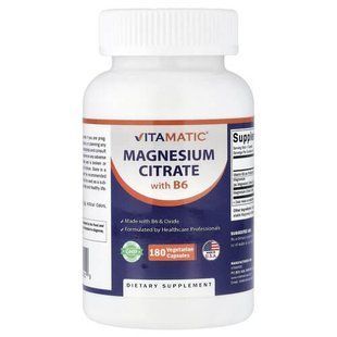 Vitamatic Magnesium Citrate with B6 180 рослинних капсул Магній