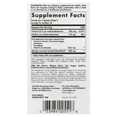 Solgar Full Spectrum Curcumin Brain Works 90 капсул Куркума та Куркумін