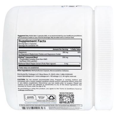 Codeage Liposomal Magnesium Glycinate 240 растительных капсул Магний