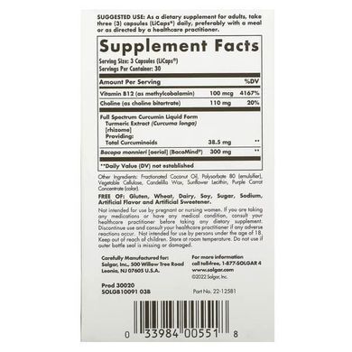 Solgar Full Spectrum Curcumin Brain Works 90 капсул Куркума и Куркумин