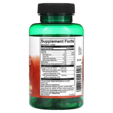 Swanson Omega-3 Fish Oil with Vitamin D Lemon 60 softgels Омега-3