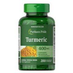 (Тріснута кришка) Puritan's Pride Turmeric 400 mg 200 капсул Куркума та Куркумін