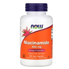 NOW Niacinamide 500 mg 100 капсул Ніацин (B-3)
