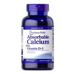 Puritan's Pride Absorbable Calcium Plus Vitamin D-3 100 softgel Кальцій