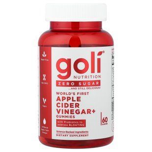 Goli Nutrition World's First Apple Cider Vinegar+ Gummies Zero Sugar 60 жувальних цукерок Яблучний оцет