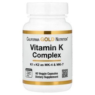 California Gold Nutrition Vitamin K Complex 120 mcg 60 капсул Вітамін К