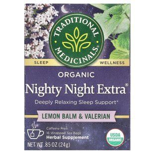 Traditional Medicinals Night Extra Lemon Balm & Valerian 16 пакетиків Чай та Кава