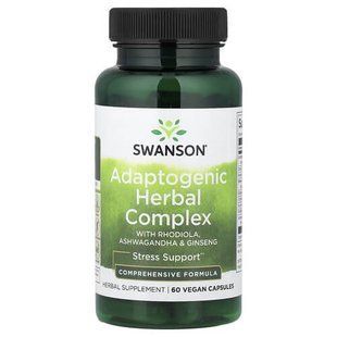 Swanson Adaptogenic Herbal Complex with Rhodiola, Ashwagandha & Ginseng 60 рослиних капсул Ашваганда