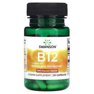 Swanson Vitamin B12 500 mcg 30 caps Кобаламин (B-12)