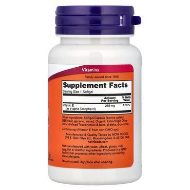 NOW Natural E-400 400 IU 50 softgels Витамин Е