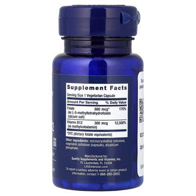 Life Extension BioActive Folate & Vitamin B12 90 caps Комплекс витаминов группы В