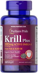 Puritan's Pride Krill Oil Plus High Omega-3 Concentrate 1085 mg 60 капсул Олія криля (Krill oil)