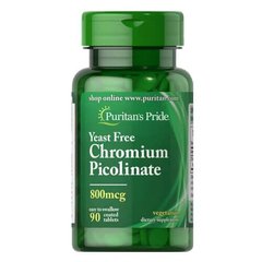 (Подерта етикетка) Puritan's Pride Chromium Picolinate Yeast Free 800 mcg 90 таб. Хром