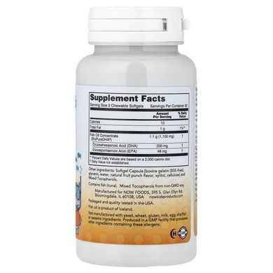 NOW Kid's DHA Chewables (Tasty Fruit) 60 Softgels Омега-3