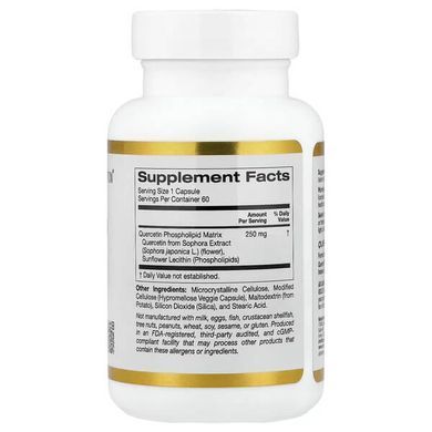 California Gold Nutrition Quercetin Phytosome 250 mg 60 растительных капсул Кверцетин