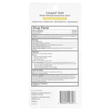 Cetaphil Sheer Mineral Sunscreen Stick SPF 50 14 грам Сонцезахисні засоби