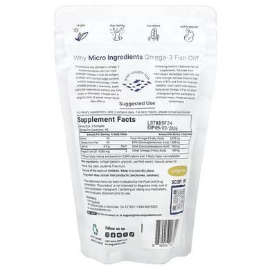 Micro Ingredients Triple Strength Omega-3 Fish Oil Lemon 120 рідких капсул Омега-3