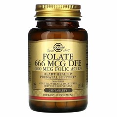 Solgar Folate 666 мкг 400 мкг 250 таблеток Фолієва кислота (B-9)