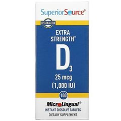 Superior Source Extra Strength D3 1,000 IU 100 быстрорастворимых таблеток Витамин D